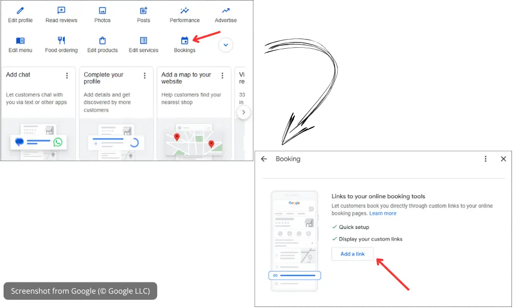 Integrate booking options such as Calendly or Square with Google Business Profile