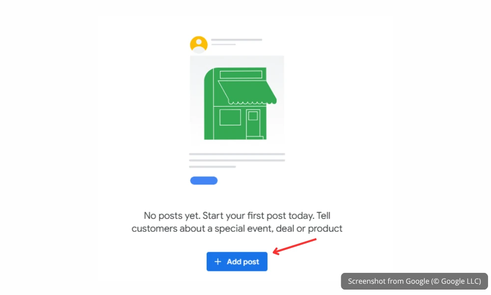 Google Business Profile interface for creating and publishing a post with image and CTA