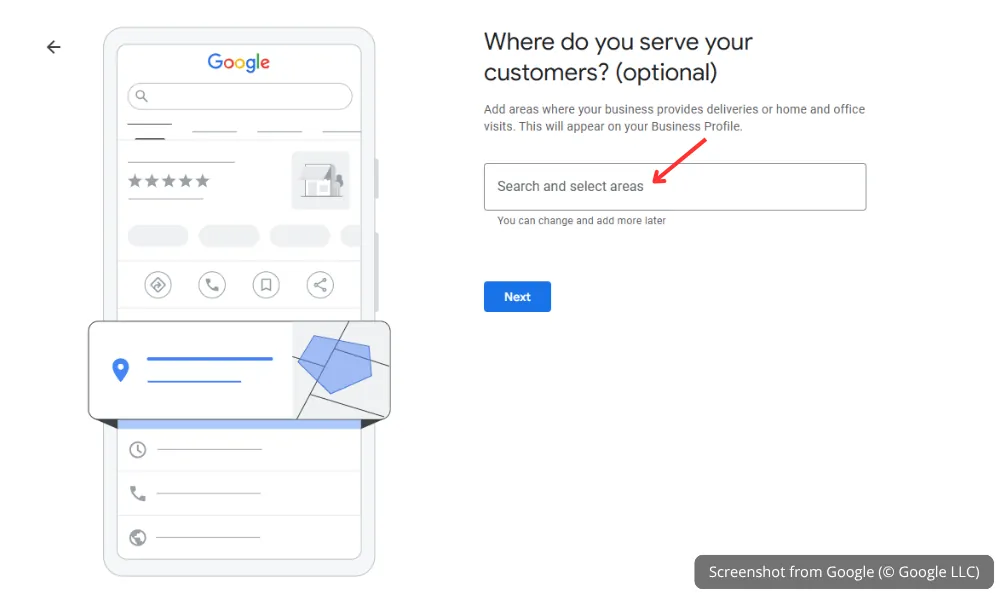 Adding your service areas in Google Business Profile setup